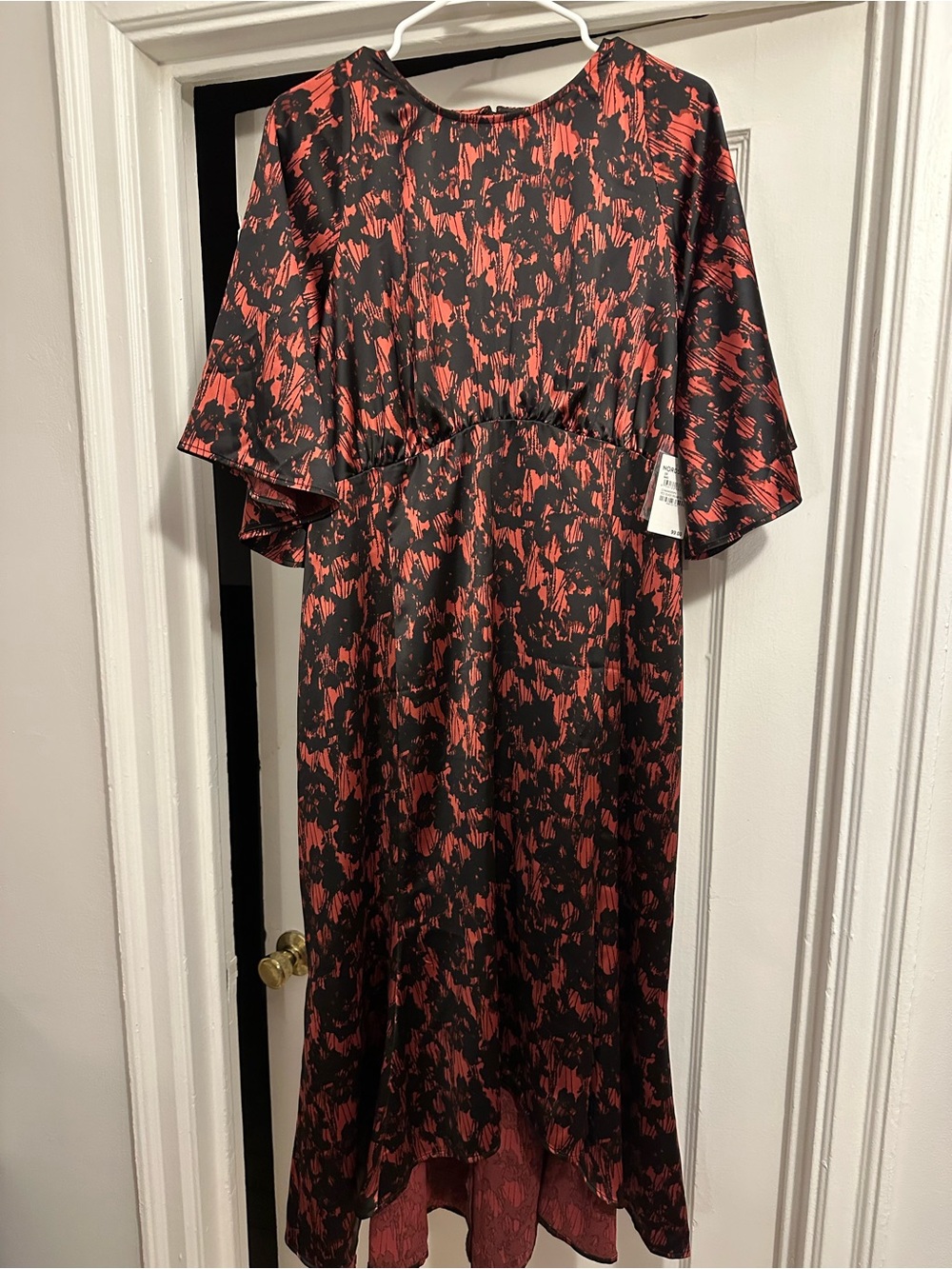 Chelsea28 Black and Red Abstract Floral Maxi Dress